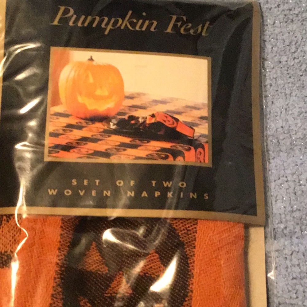 Pumpkin Fest Woven Napkins, Set of 8, New